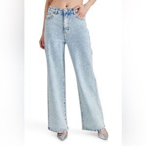 Steve Madden Avaline high-rise wide-leg jeans with crystal embellishment NWT